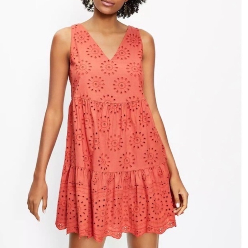 LOFT Terracotta Eyelet Dress